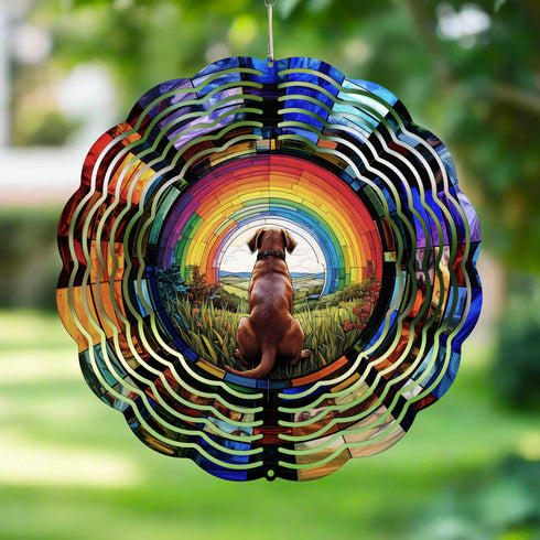 Labrador Chocolate Rainbow Wind Spinner